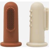 Mushie - Finger Toothbrush - Vingertandenborstel - Clay/Sand - Siliconen - 2 Stuks