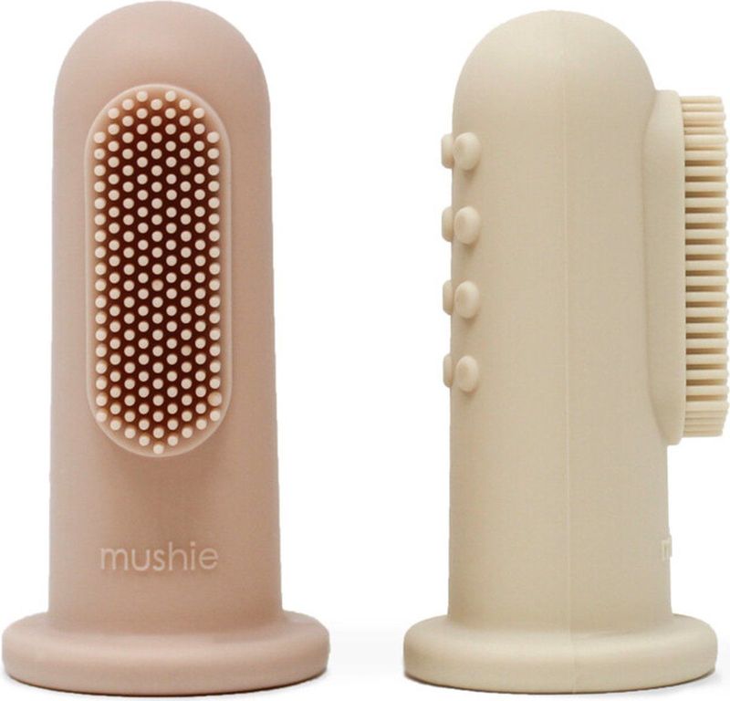 Mushie Baby Tandenborstel - Shifting Sand + Blush (set van 2)
