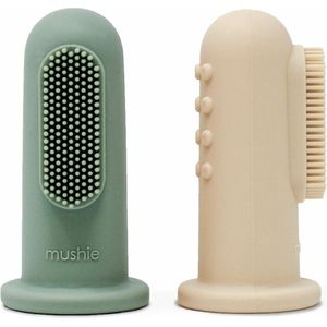 Mushie baby tandenborstel 2st - Shifting Sand + Blue