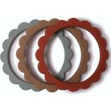 mushie Beißring Blumen-Armband, Black/Natural/Caramel, 3 Stück