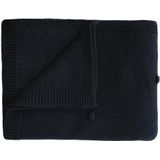 Mushie Deken Knitted Textured Dots Baby Blanket - Dark Navy