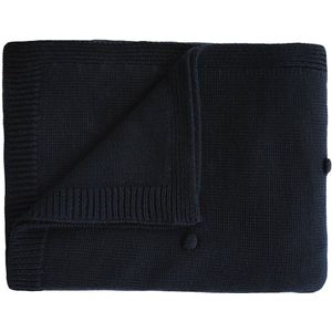 Mushie Deken Knitted Textured Dots Baby Blanket - Dark Navy
