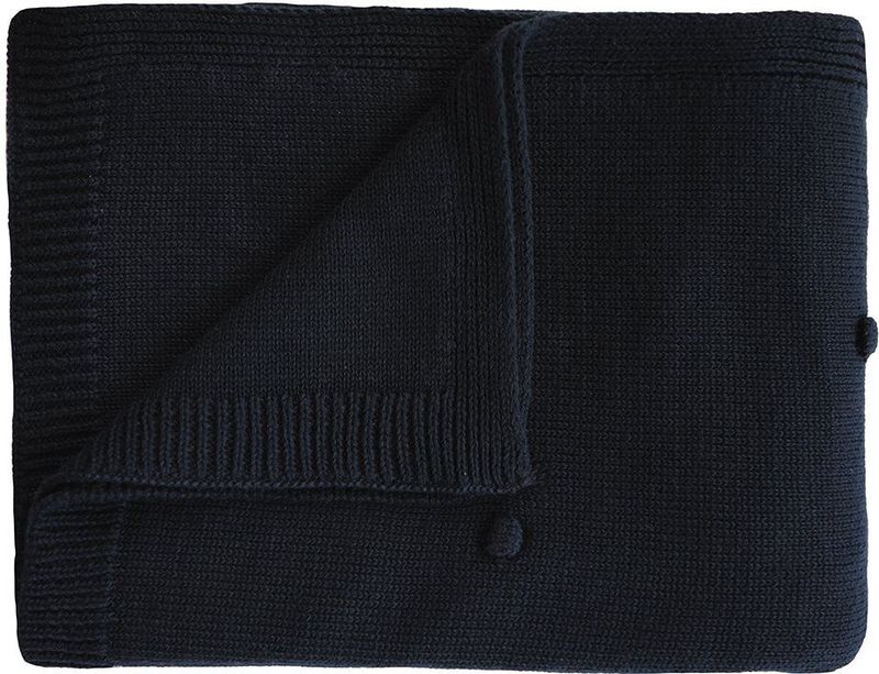 Mushie Deken Knitted Textured Dots Baby Blanket - Dark Navy