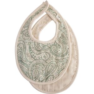 Mushie Slabbetje Green Paisley/Fog 2St