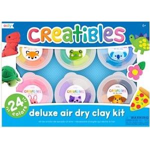 Ooly - Creatibles Deluxe Air Dry Clay Kit - Luchtdrogende Klei Kit - 24 Mengbare Kleuren Voor Eindeloze Mogelijkheden - Inclusief 3 Plastic Vormpjes - Gedroogde Klei Kan Worden Versierd Met Verf Of Stiften - Geschikt Vanaf 6 Jaar