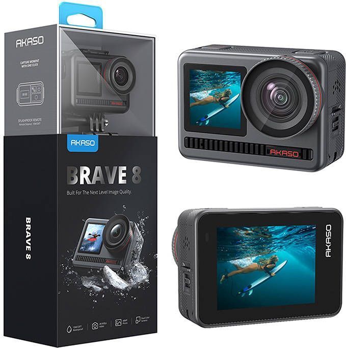 Akaso - Dappere 8 - Action Cam - Zwart - 4K - 60 Beelden per Seconde