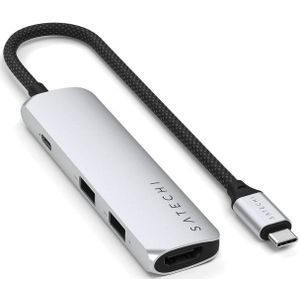 Satechi - Slim 4 Multiport Hub - Docking Station - Zilver - USB-C