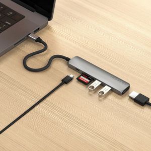 Satechi - 6-in-1 USB-C Slim Multiport Adapter - Grijs