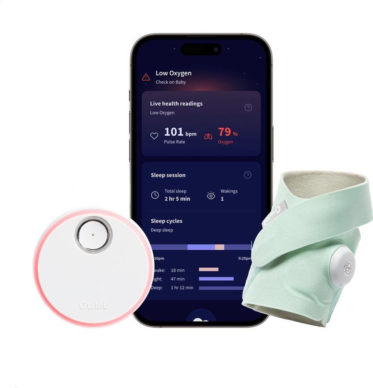 Owlet Dream Sock - Medisch gecertificeerde slimme babyfoon met live hartslag-, zuurstof- en gezondheidsmeldingen - Munt