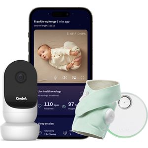 Owlet Dream Sock & Cam 2 Bundel - Medisch gecertificeerde slimme babyfoon met camera en live hartslag-, zuurstof- en gezondheidsmeldingen – Munt