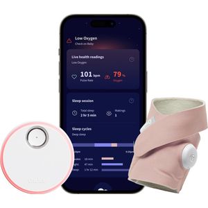 Owlet Dream Sock - Medisch gecertificeerde slimme babyfoon met live hartslag-, zuurstof- en gezondheidsmeldingen - Roze