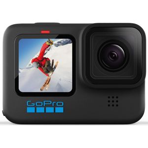 GoPro HERO10 Waterdichte actiecamera zwart met lcd-display voor en achter touchscreen, 5,3 K60 Ultra HD-video, 23 MP foto's, 1080p live streaming, webcam, stabilisatie