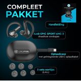 JLAB - Epic Sport ANC 3 - Draadloze Oordopjes - Zwart - Bluetooth Multipoint - 56 uur speeltijd