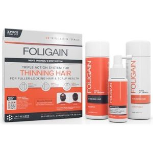 Foligain - Men - 3-Piece Trial Set for Fuller-Looking Hair