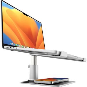 Twelve South HiRise Pro voor laptops en MacBooks, ergonomische in hoogte verstelbare standaard met MagSafe draadloos laadstation (zilver)