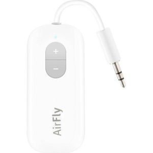 Twelve South AirFly SE | Bluetooth draadloze zender/adapter voor AirPods/draadloze of ruisonderdrukkende hoofdtelefoon; gebruik in vliegtuigen en sportscholen, 20+ uur batterijduur