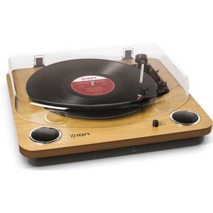 ION Audio Max LP - Bluetooth vinyl platenspeler met ingebouwde luidsprekers en USB, houtkleurig