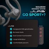 JLAB GO Sport Draadloze Oordopjes - Bluetooth - 32 Uur Speeltijd - IP55 - Zwart