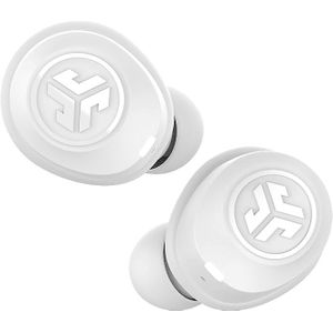JLab JBuds Air Bluetooth-hoofdtelefoon, draadloze hoofdtelefoon met USB-oplaadetui, IP55 zweetbestendigheid en EQ3 Custom Audio, Bluetooth-koptelefoon met meer dan 24 uur afspeeltijd, wit