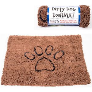 Dog Gone Smart Dirty Dog Microfiber Deurmat, Super Absorberend, Machine Wasbaar met Antislip Backing, Medium, Bruin