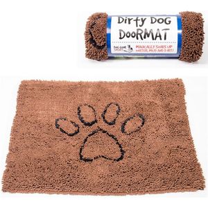 Dog Gone Smart Dirty Dog microvezel deurmat, super absorberende, machinewasbaar, met antislip achterkant, medium, bruin