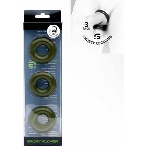 Chubby Rubber Cockring 3-Pack - Groen