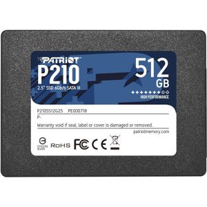 Patriot P210S512G25 P210 SSD, 512GB, 2.5", SATA3, TRIM, SMART, 520/ 430 MB/s, 50K IOPS