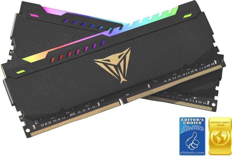 Patriot Memory Viper Steel Geheugenmodule DDR4 32GB (2 x 16GB) 3600MHz Performance Memory Kit RGB LED Kleurprofielen