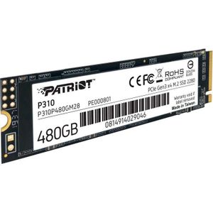 Patriot P310 480GB Interne SSD - NVMe PCIe Gen 3x4 - M.2 2280 - Krachtige Solid State-schijf met hoge prestaties - P310P480GM28