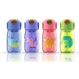 Zoku Kids Flip Drinkbeker met Rietje - Kunststof/Siliconen - 400 ml - Roze
