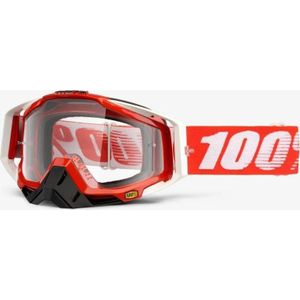 100% bril RACECRAFT FIRE rood (Szyba transparant Anti-Fog + 10 Zrywek) (NEW)