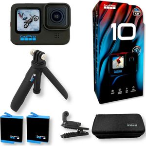 GoPro HERO 10 Black - Bundle Pack - incl. Free Swivel Clip, Digital, Battery & Shorty Tripod