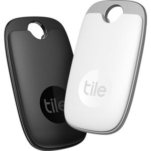 Tile Pro (2022) Bluetooth-sleutelzoeker, 2-pack, bereik 120 m, inclusief community-zoekfunctie, iOS- en Android-app, compatibel met Alexa en Google Home, 1x zwart, 1x wit, zwart/wit