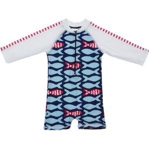 Snapper Rock UV-zwemkleding met rits en lange mouwen (Stripe Fish) 62/68