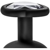 Temptasia M - Zilveren hartvormige anaal plug (zwart) - Medium