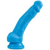 Blush - Neon dildo met scrotum 19 cm dual density - Blauw