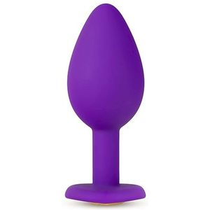 Paarse Buttplug met Hartvormige Basis en Gouden Steen