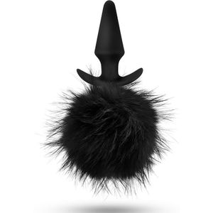 Buttplug Rabbit Tail - Zwart