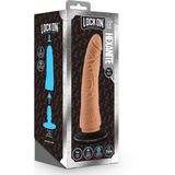 LOCK ON HEXANITE 7.5 INCH DILDO WITH SUCTION CUP ADAPTER MOCHA