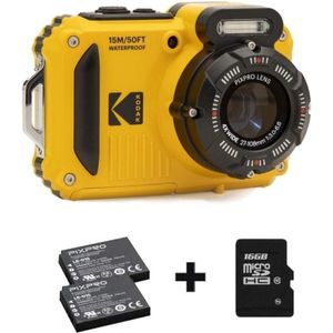 Kodak Waterproof WPZ2 geel 4x zoom, WiFi + extra accu + 16GB geheugenkaart