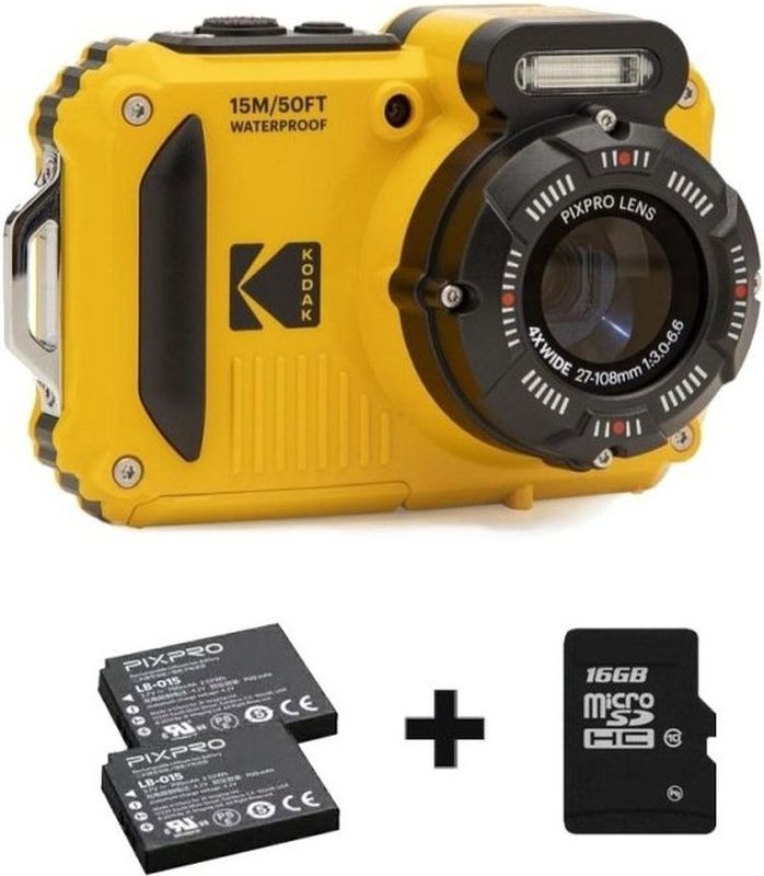 Kodak WPZ2 - Compactcamera - Onderwatercamera - 16MP - Geel + Extra Accu