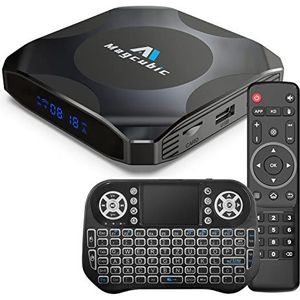 Android TV Box 11.0, Smart TV Box 4GB RAM 32GB ROM met snelle dubbele 100M wifi, Amlogic S905W2 Android Box ondersteunt AV1/ H.265/ 4K UHD/ 3D/ 2.4G-5G/ USB 2.0/ BT 5.2 met minitoetsenbord en afstandsbediening