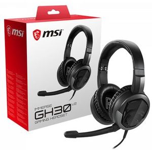 MSI Afneembare microfoon, lichtgewicht en opvouwbare hoofdband ontwerp, 7.1 surround sound stereo gaming hoofdtelefoon (onderdompeling GH30 V2), zwart, groot