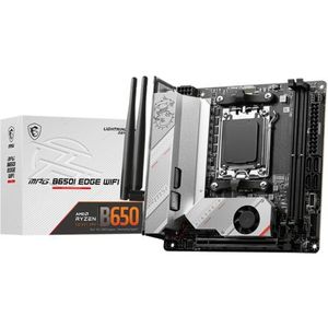 MSI MPG B650I Edge WiFi-gamingmoederbord (AMD AM5, Mini-ITX, DDR5, PCIe 4.0, M.2, SATA 6 Gb/s, USB 3.2 Gen 2, HDMI, Wi-Fi 6E, AMD Ryzen 7000-serie desktopprocessors)