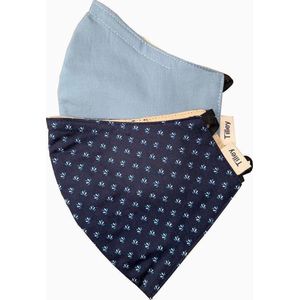 Herbruikbare mondmaskers Tilley, 2-pak, blauw/marine