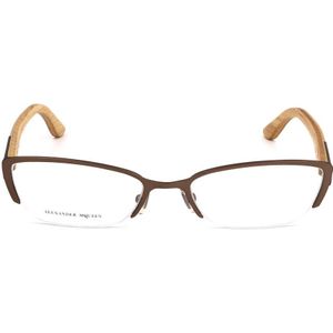 Alexander Mcqueen - Amq4183wcu - Zonnebril - Bruin en Blauw Halfmat - Metaal