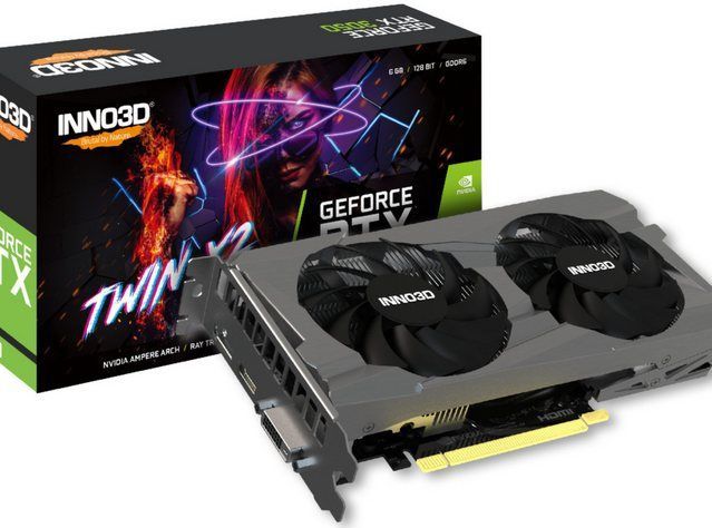 INNO3D GEFORCE RTX 3050 6GB TWIN X2 - Videokaart - 6 GB GDDR6 - PCIe 4.0 - 1x HDMI, 1x DisplayPort, 1x DVI-D