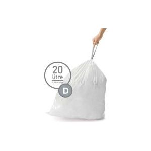 Simplehuman Code D Afvalzakken - 20 liter - 20 stuks - met Trekband - Wit