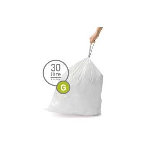 Simplehuman Code G Afvalzakken - 30 liter - 20 stuks - met Trekband - Wit
