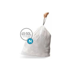 Simplehuman Code N Afvalzakken - 45 liter - 20 stuks - met Trekband - Wit